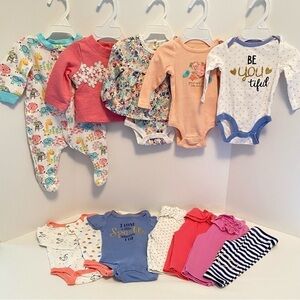 KOALA Baby Girls 12 Piece Bundle  Sleeper/ Bodysuits/ Tops/ Bottoms 0-3 Months